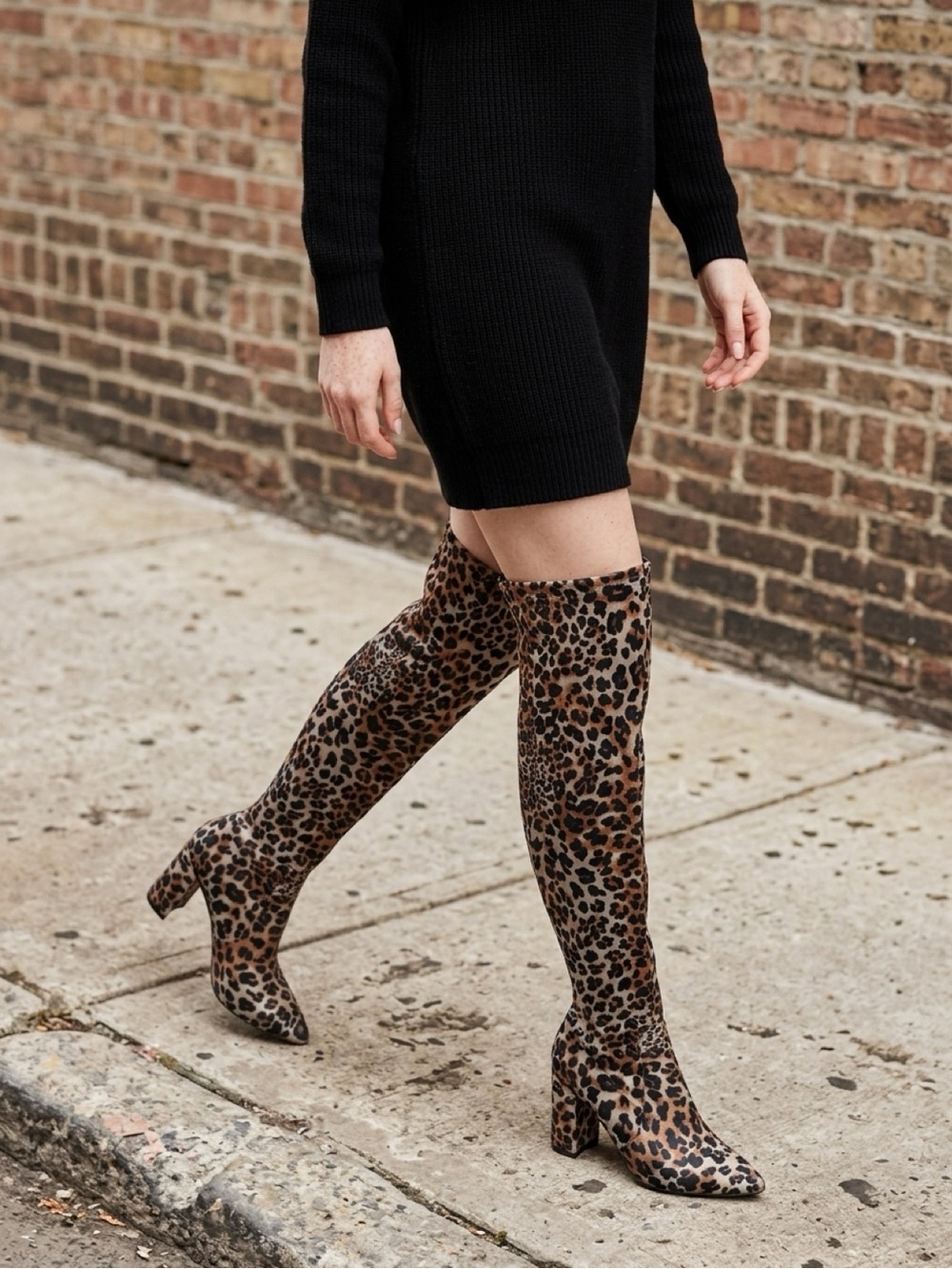 London Rag Flittle Leopard Over-the-Knee Boots – Size 8